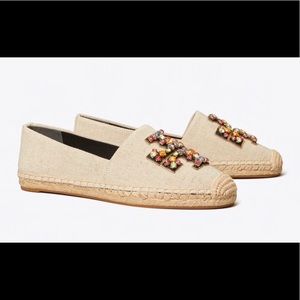 Tory Burch Ines Embellished Flat Canvas Espadrille